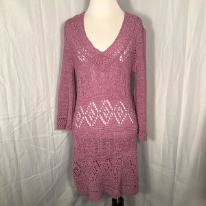 BCBG MaxAzria Pink Long Sleeve Knitted Dress